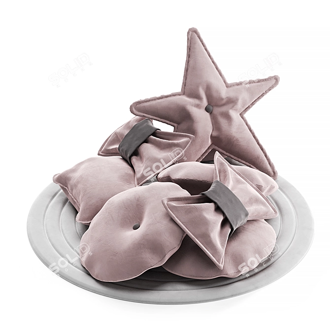 Decorative Cushion Set with Bows 3D model image 2