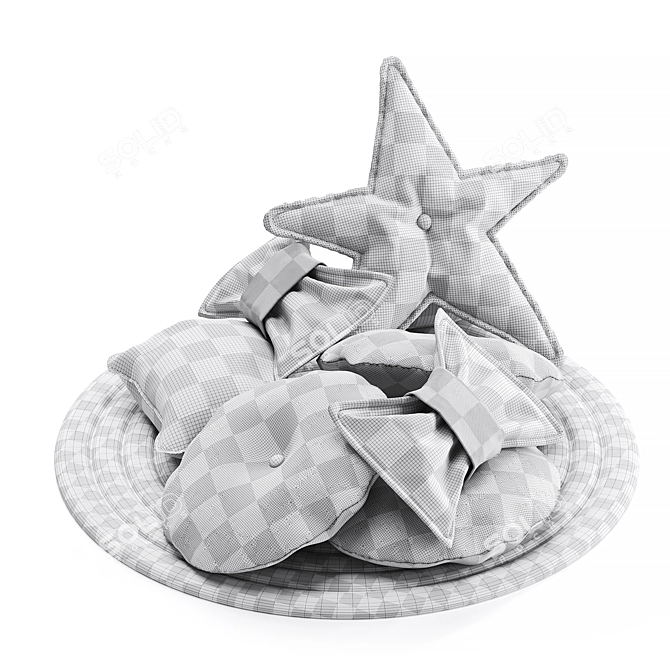 Decorative Cushion Set with Bows 3D model image 5