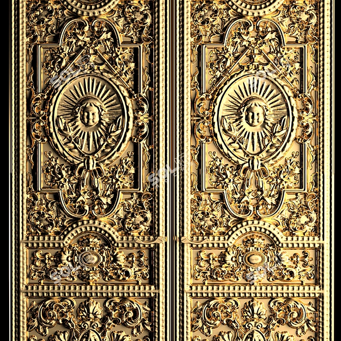 Baroque Carved Classic Door 3D model image 3