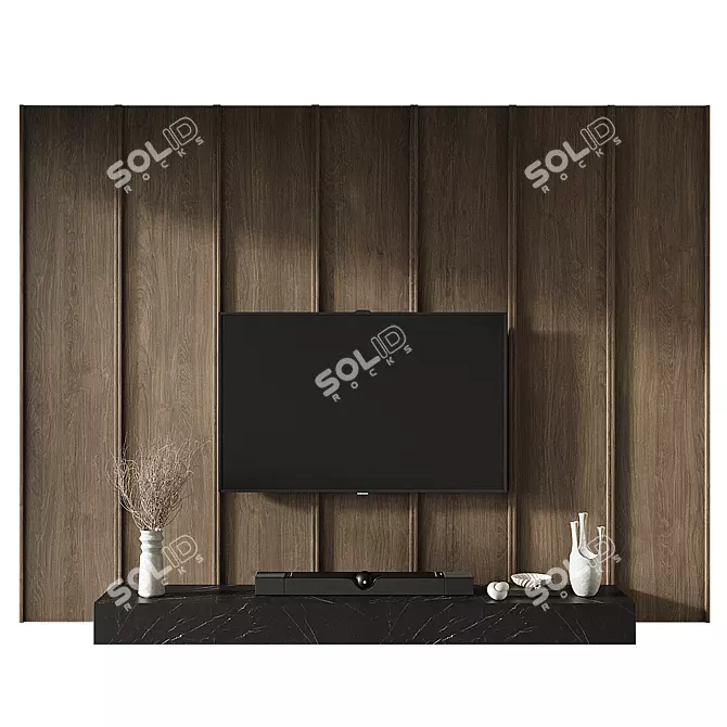 Modern TV Wall Set 008 3D model image 1