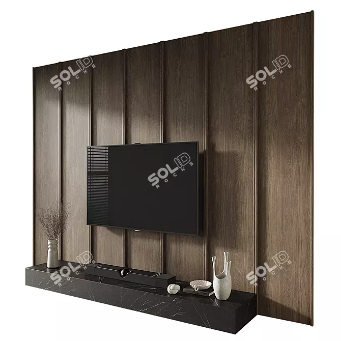 Modern TV Wall Set 008 3D model image 2