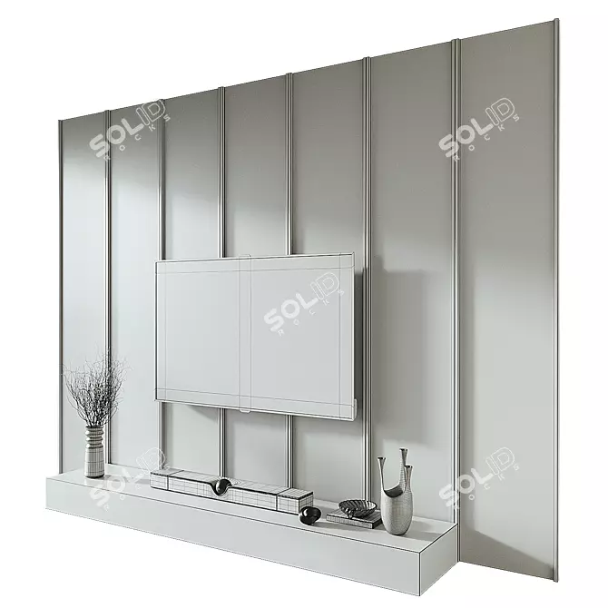 Modern TV Wall Set 008 3D model image 5