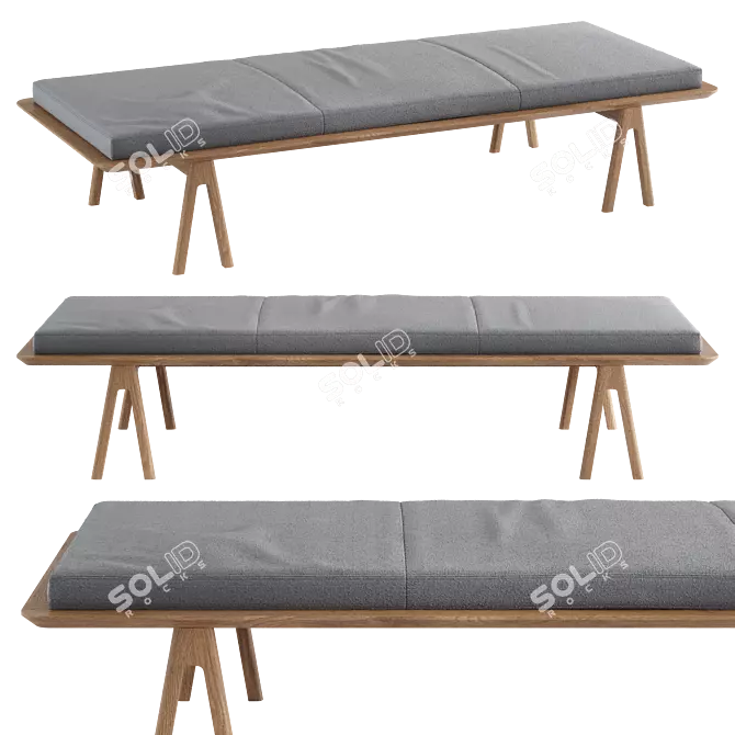 Modern Grey Boucle Oak Daybed 3D model image 3