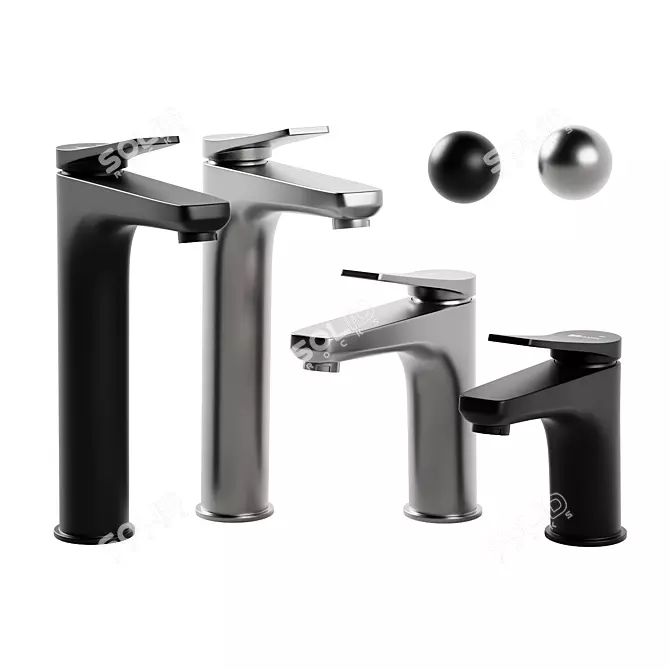 Lemark Bronx Mixer Set - Black/Chrome 3D model image 1