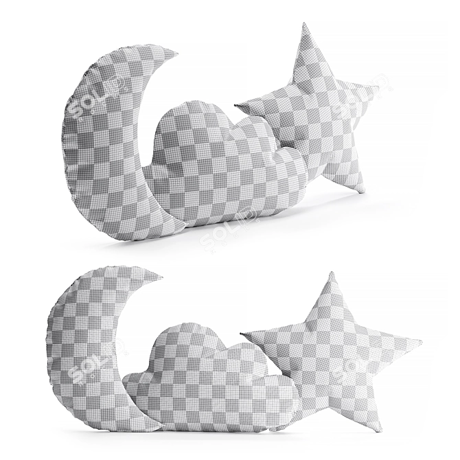 Celestial-themed Decorative Cushions Set 3D model image 5