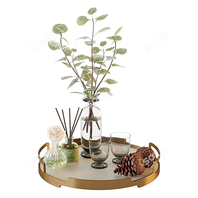 Luxury Decor Set with Tray 3D model image 1