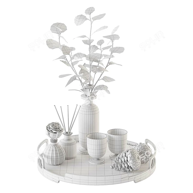 Luxury Decor Set with Tray 3D model image 4