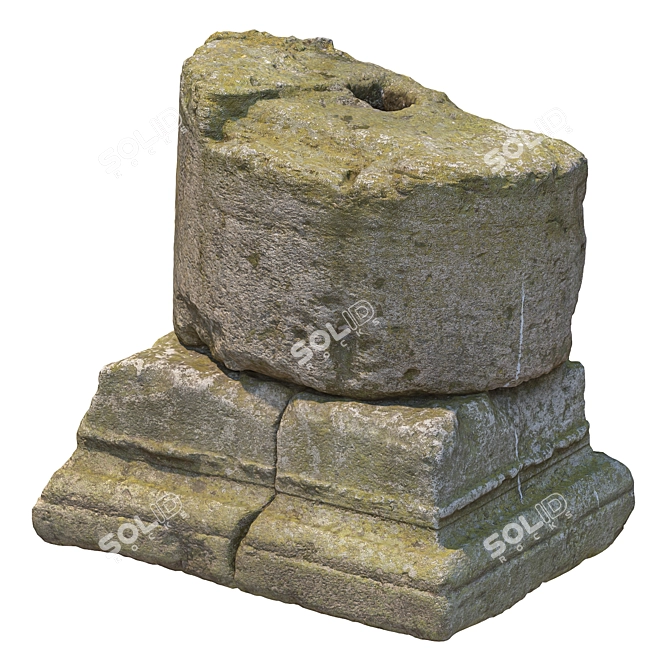 Ancient Mossy Stone Column 3D model image 3