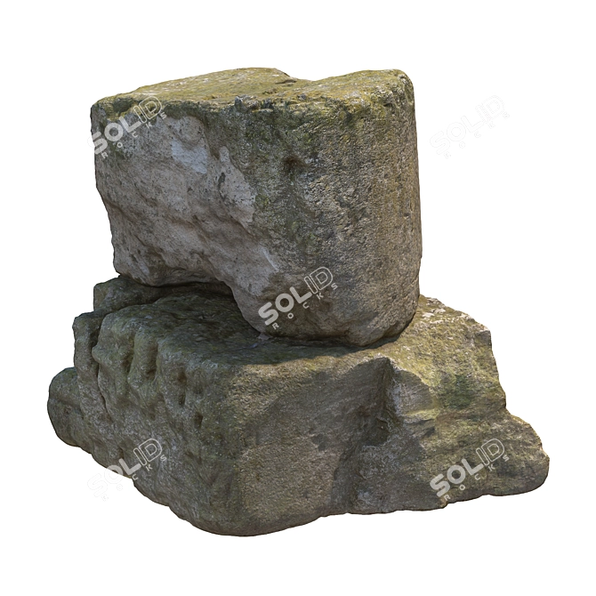 Ancient Mossy Stone Column 3D model image 5