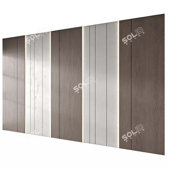 Modern Headboard Wall Panel 3D 3D model image 2