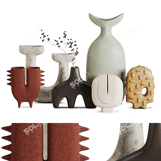 Modern Vase Set in 16 Colors 3D model image 2