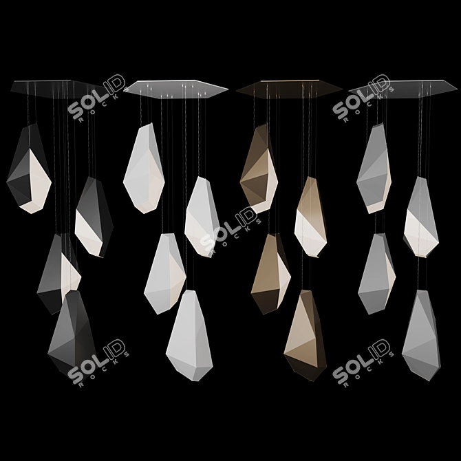 Geometric Rock Chandelier Light 3D model image 3