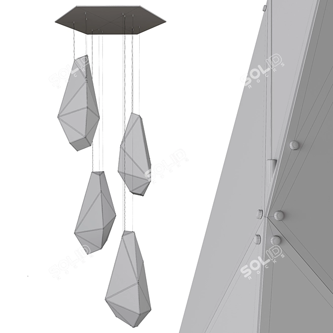 Geometric Rock Chandelier Light 3D model image 4