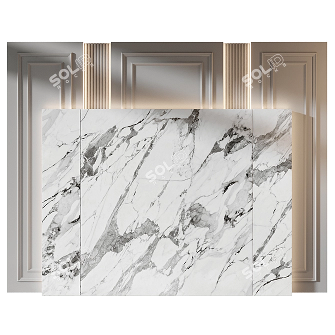 Natural Wood Marble Wall Panel 3D model image 1