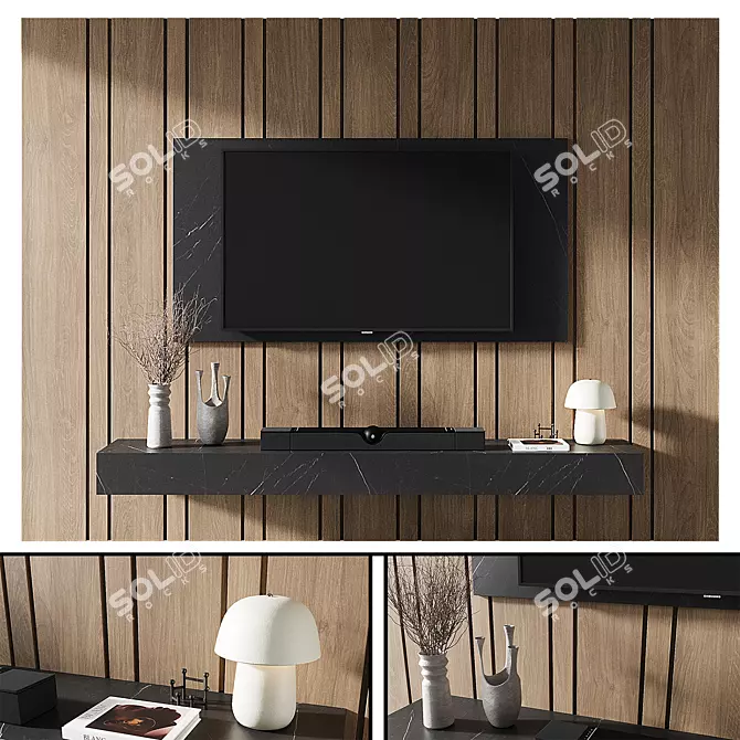Modern TV Wall Set 009 3D model image 1