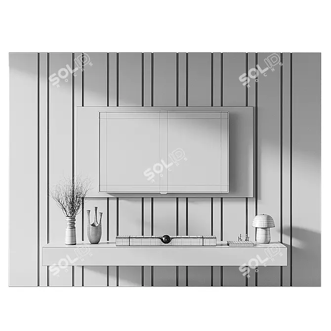 Modern TV Wall Set 009 3D model image 4