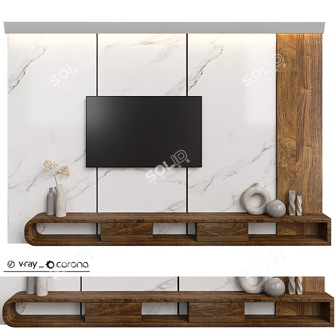 Customizable Wall-TV 3D Model 3D model image 1