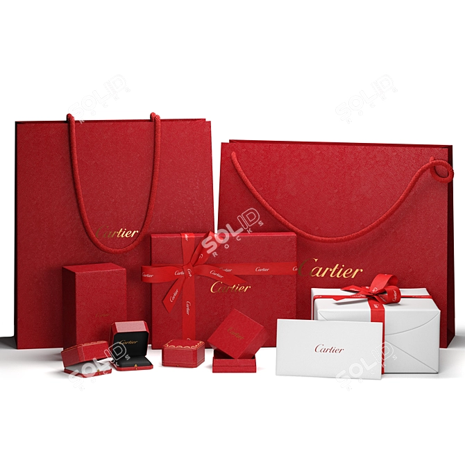 Luxury Cartier Gift Packaging Set 3D model image 1