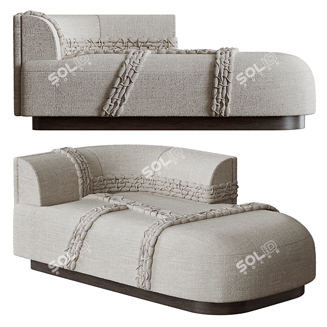 Handcrafted Cotton Embroidered Long Sofa 3D model image 1