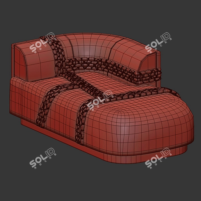 Handcrafted Cotton Embroidered Long Sofa 3D model image 3