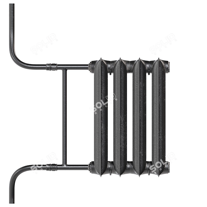 Cast Iron Heating Radiator 3D model image 3