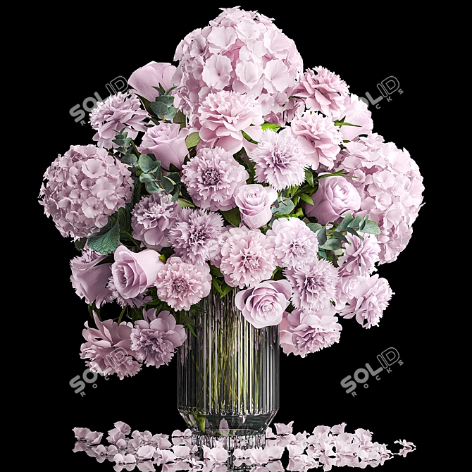 Unique title for the product: Spring Blooms Glass Vase Set 3D model image 1