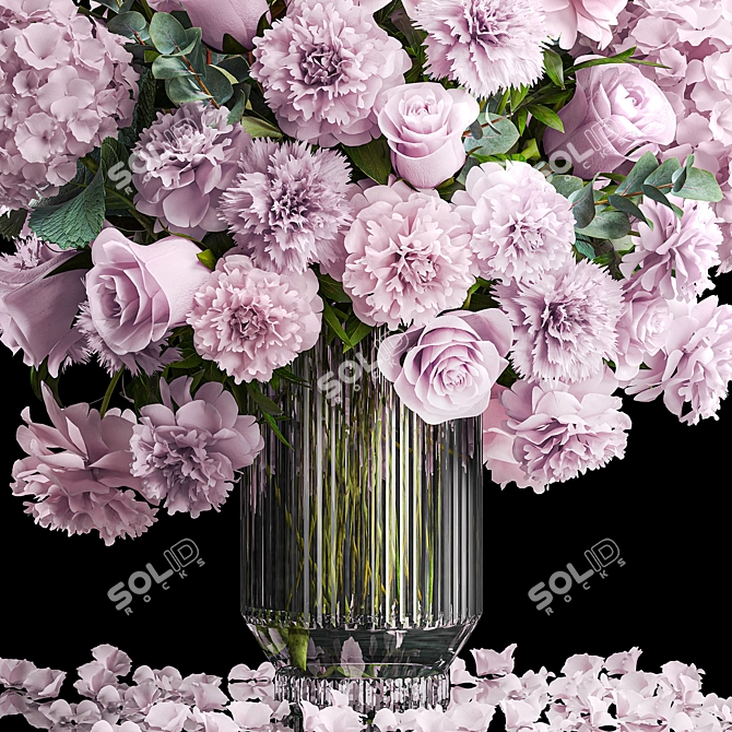 Unique title for the product: Spring Blooms Glass Vase Set 3D model image 4