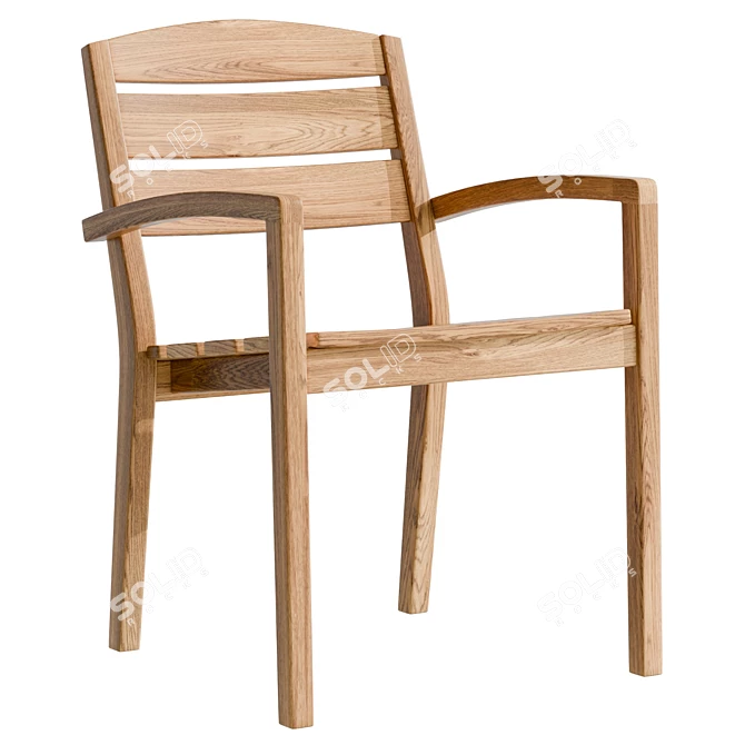 Teak Outdoor Chair, UV-Unwrapped, Real Size 3D model image 1