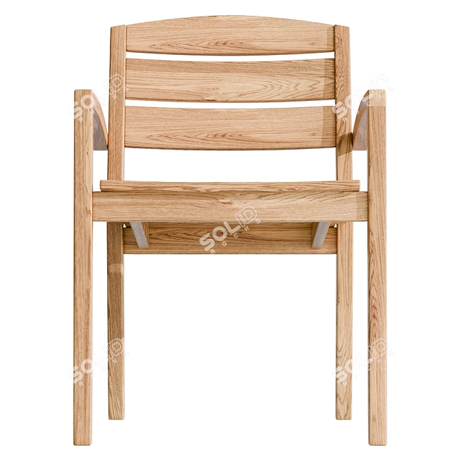 Teak Outdoor Chair, UV-Unwrapped, Real Size 3D model image 2