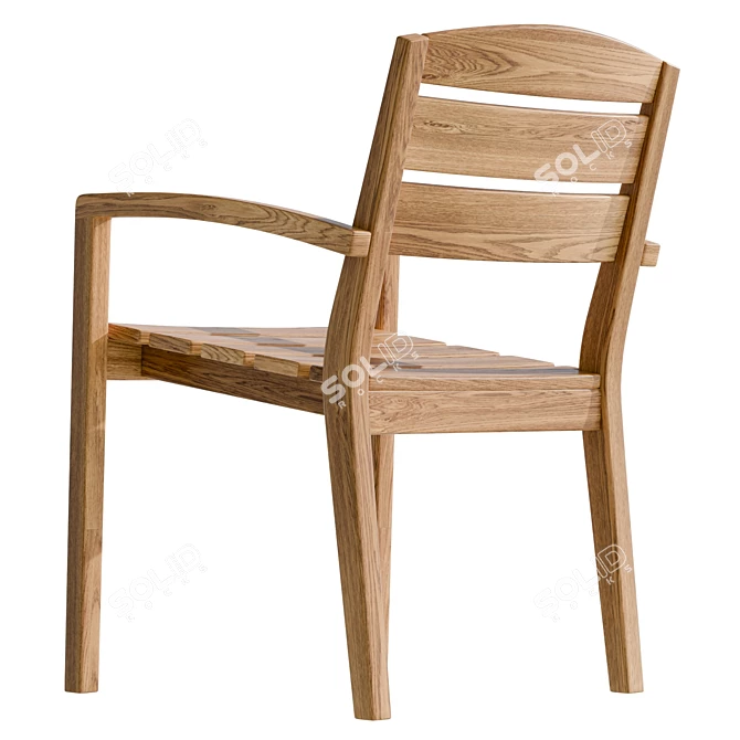 Teak Outdoor Chair, UV-Unwrapped, Real Size 3D model image 3