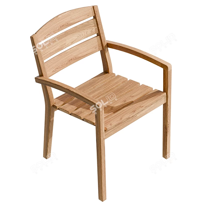 Teak Outdoor Chair, UV-Unwrapped, Real Size 3D model image 5