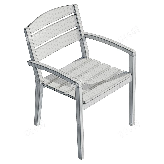 Teak Outdoor Chair, UV-Unwrapped, Real Size 3D model image 6