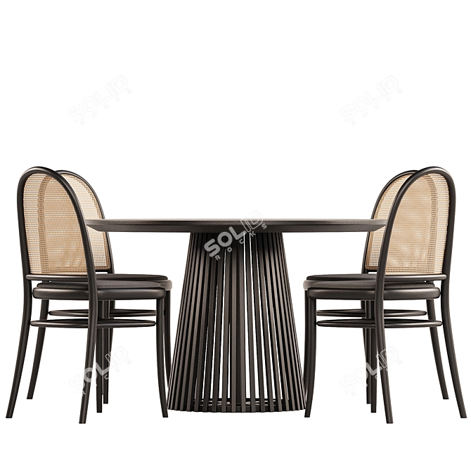 Vintage Morris Chairs Dining Set 3D model image 2