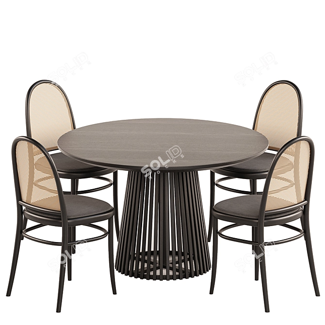 Vintage Morris Chairs Dining Set 3D model image 3