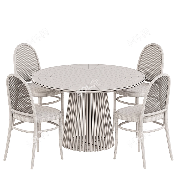 Vintage Morris Chairs Dining Set 3D model image 4