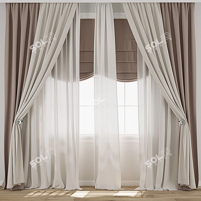 Vintage Curtain Model Set 3D model image 1