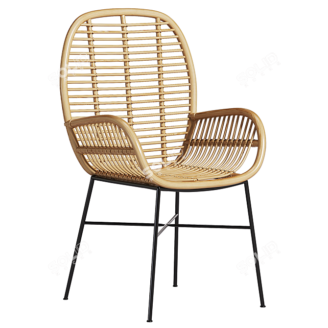 Elegant Rattan Armchair Design 3D model image 2