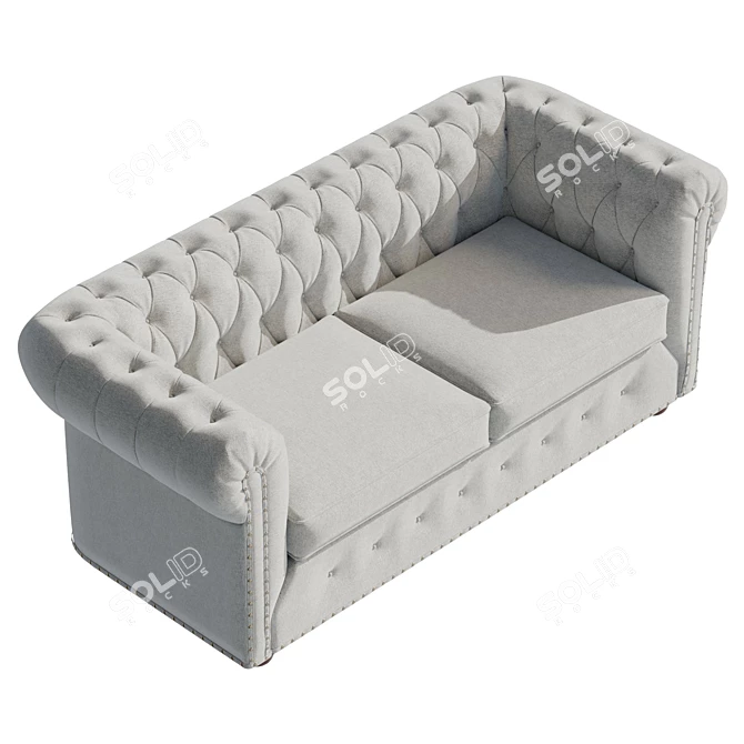 Petite Chesterfield Sofa UV-Unwrapped 3D model image 5