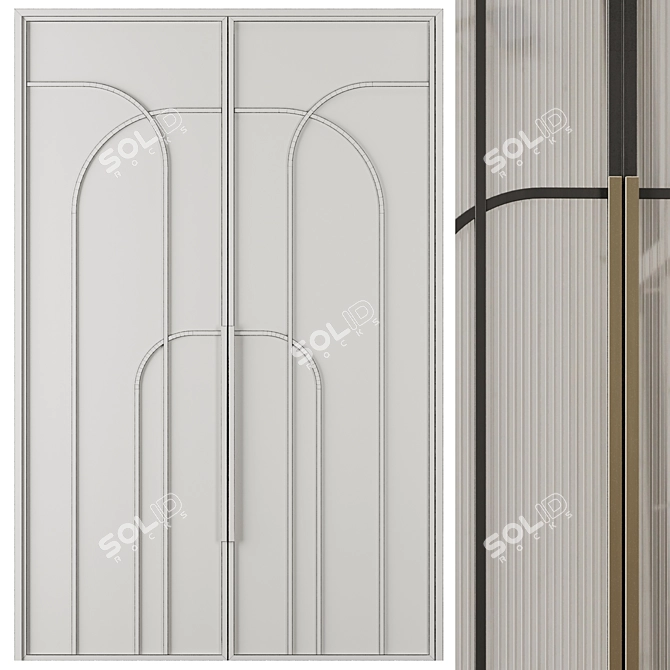 Modern Entry Door Set23, 2016 3D model image 3