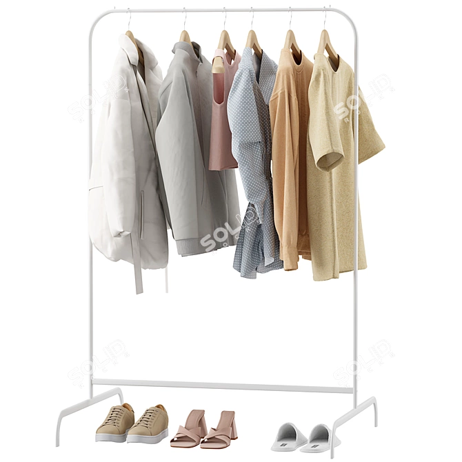 Modern Clothes Rack Set with ZARA Apparel 3D model image 5