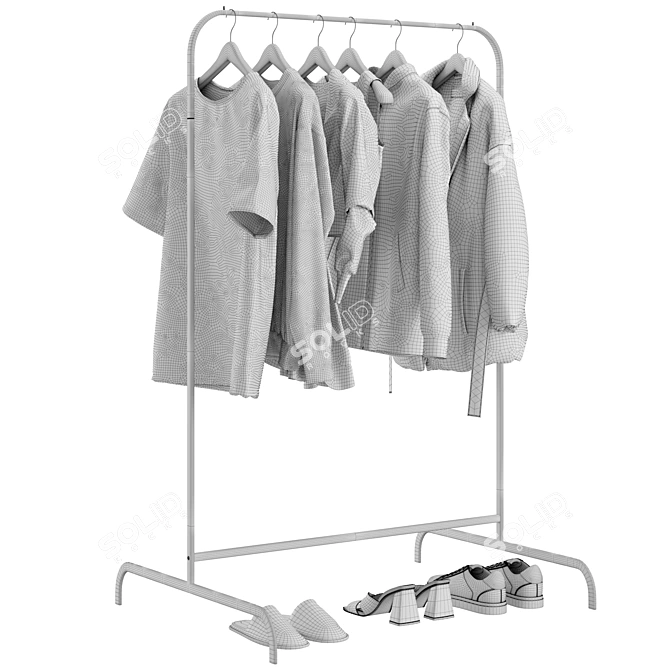 Modern Clothes Rack Set with ZARA Apparel 3D model image 7