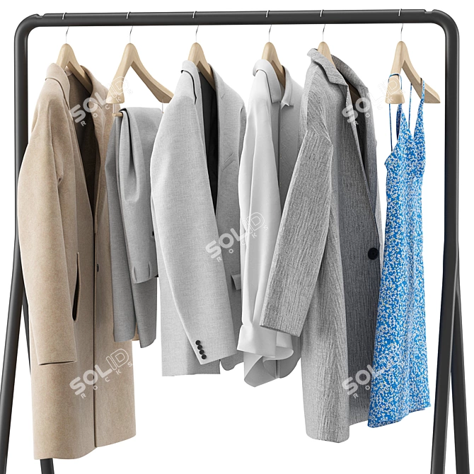 Modern Clothing Rack Furniture Set 3D model image 2