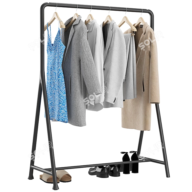 Modern Clothing Rack Furniture Set 3D model image 4