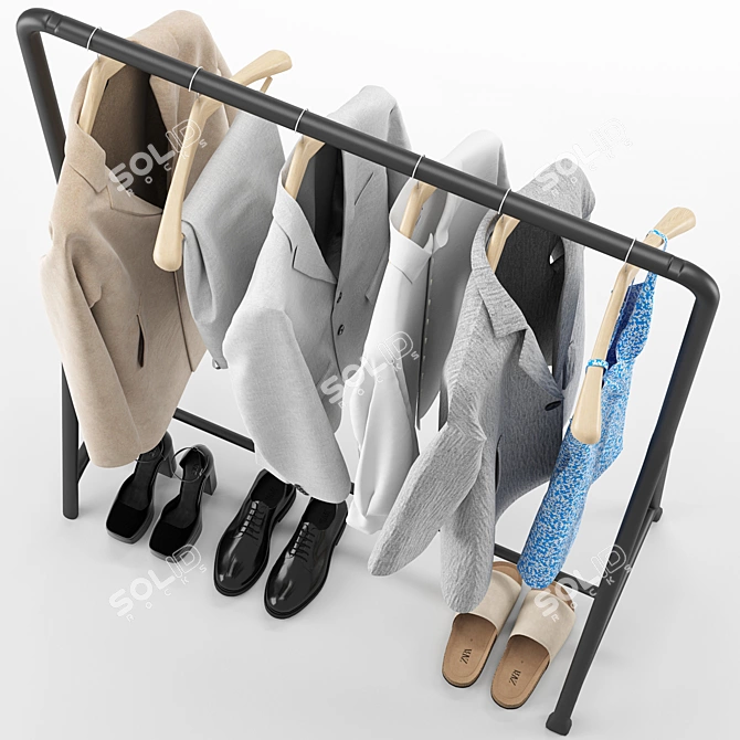 Modern Clothing Rack Furniture Set 3D model image 5