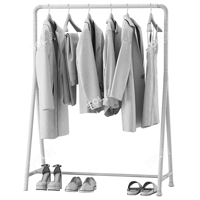 Modern Clothing Rack Furniture Set 3D model image 7