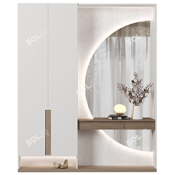 Modern Wood Hallway Furniture Set 3D model image 6