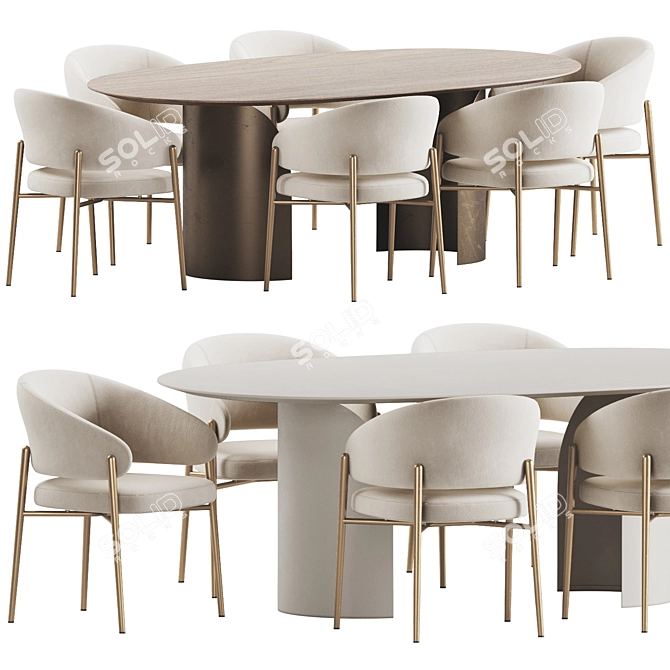 Modern Dining Set Furniture 3D model image 1