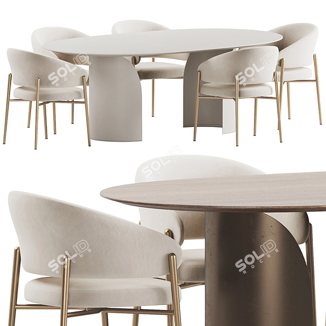 Modern Dining Set Furniture 3D model image 2