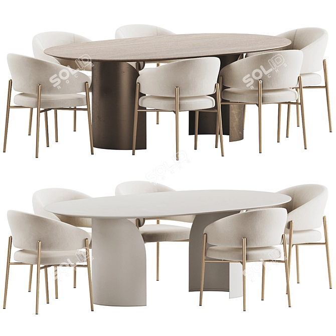 Modern Dining Set Furniture 3D model image 3