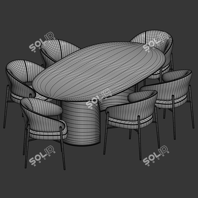 Modern Dining Set Furniture 3D model image 5